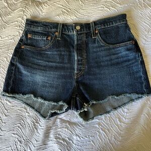 Levi's Blue Jean Shorts High-Waisted Distressed